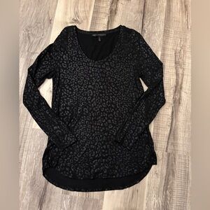 White House Black Market Black Animal Print Long Sleeve Top